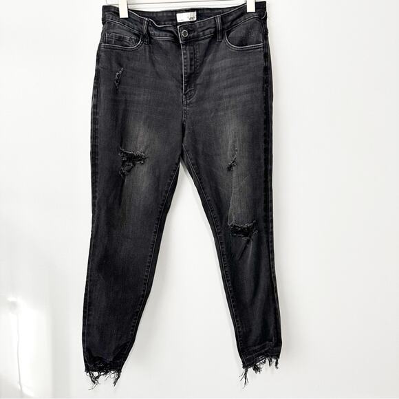 Vervet ripped skinny jeans ankle black distressed denim size 32 plus - Picture 1 of 7